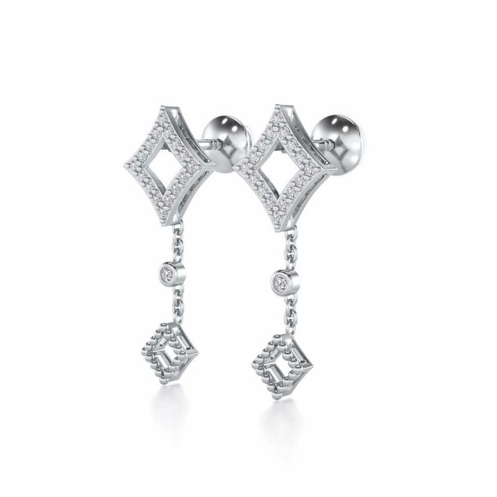 Dimant Silver Earrings - White Gold - Image 3