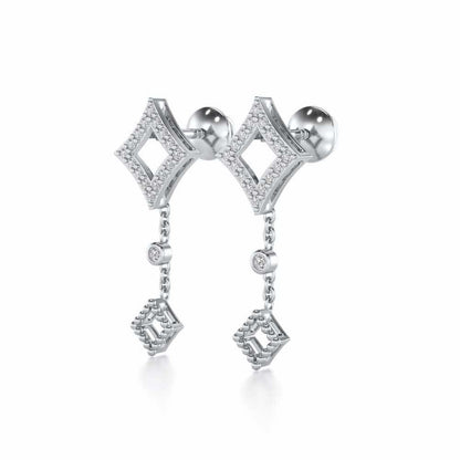 Dimant Silver Earrings - White Gold - Image 3
