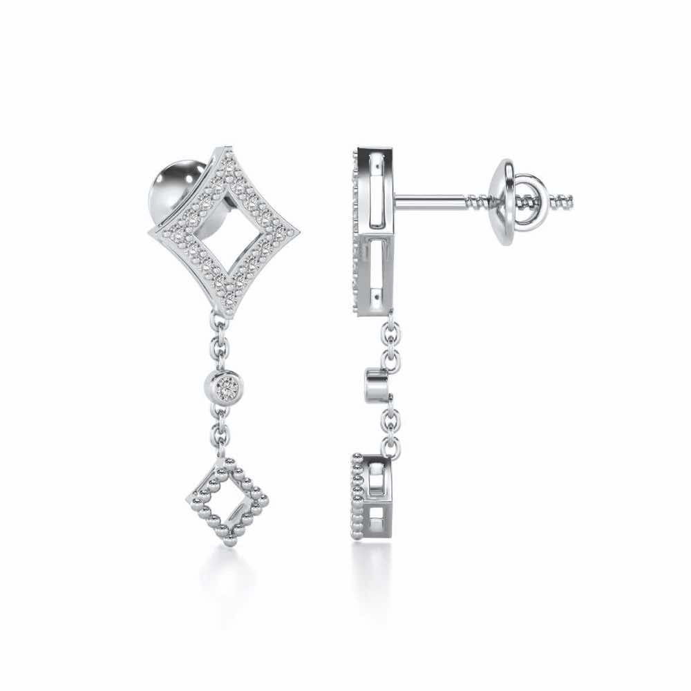 Dimant Silver Earrings - White Gold - Image 4