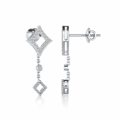 Dimant Silver Earrings - White Gold - Image 4