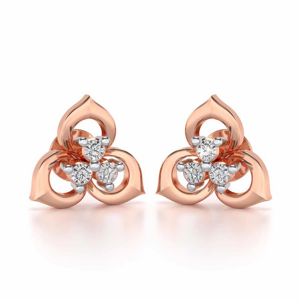 Diminutive Glitter Silver Studs - Rose Gold - Image 1
