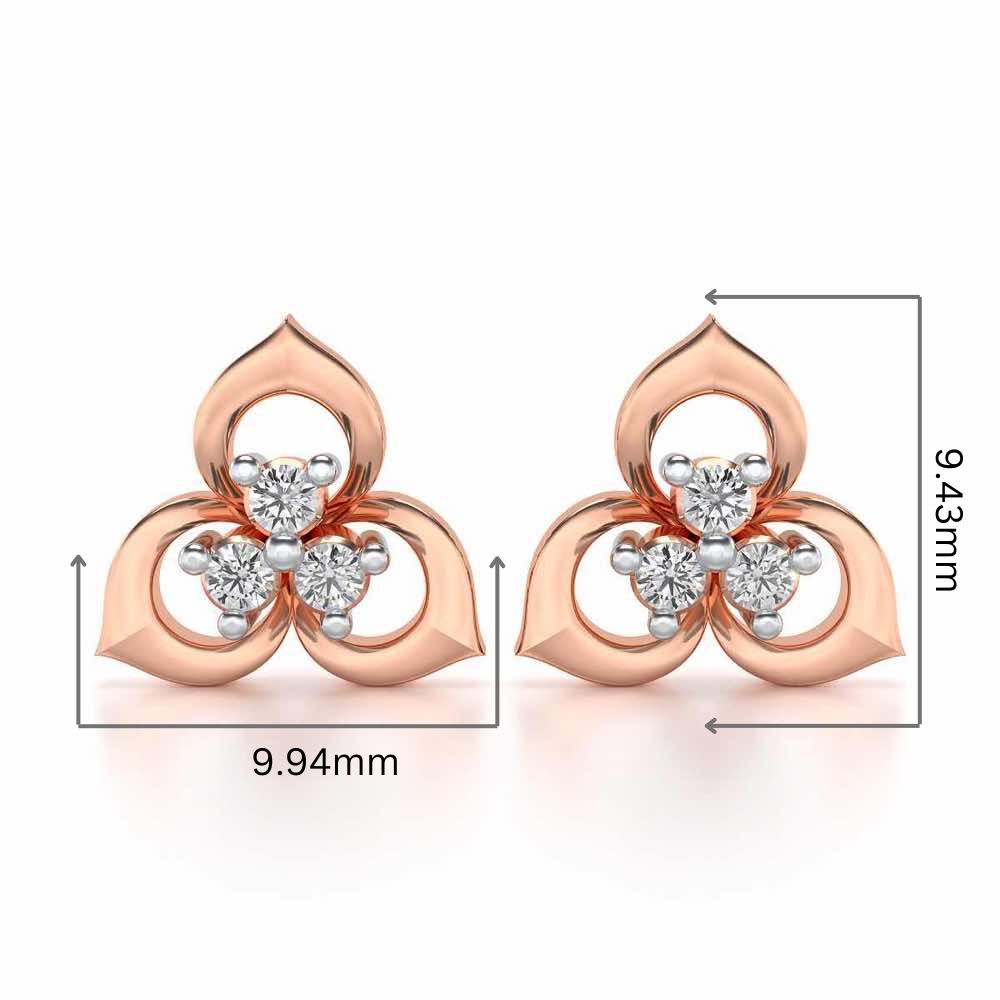 Diminutive Glitter Silver Studs - Rose Gold - Image 2