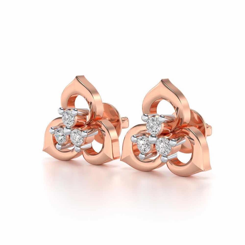 Diminutive Glitter Silver Studs - Rose Gold - Image 3