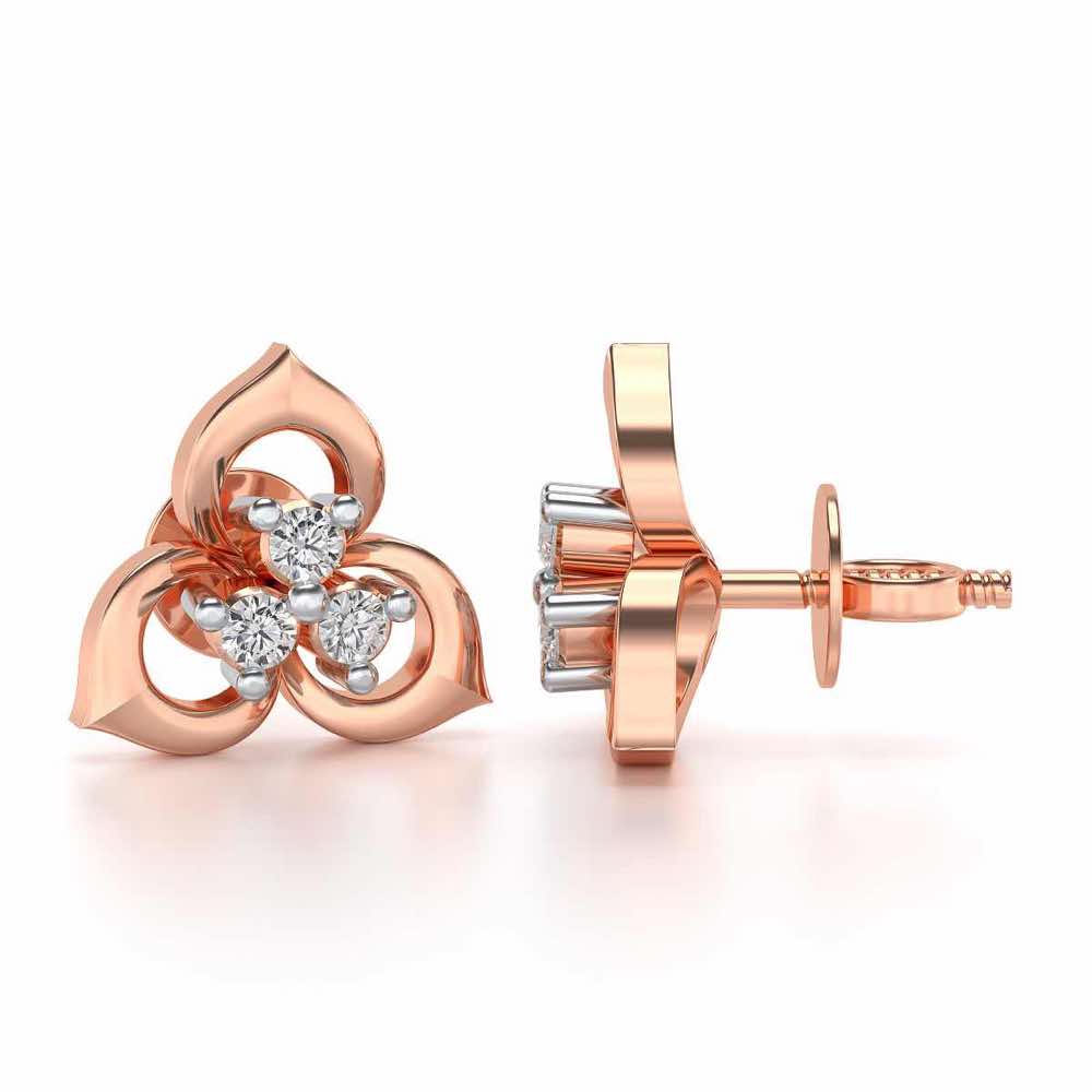 Diminutive Glitter Silver Studs - Rose Gold - Image 4