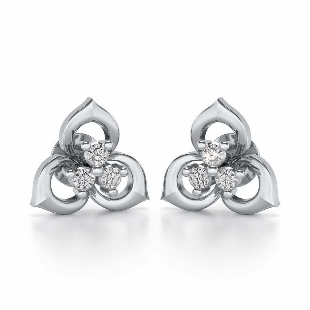 Diminutive Glitter Silver Studs - White Gold - Image 1