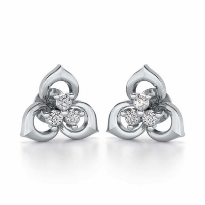 Diminutive Glitter Silver Studs - White Gold - Image 1