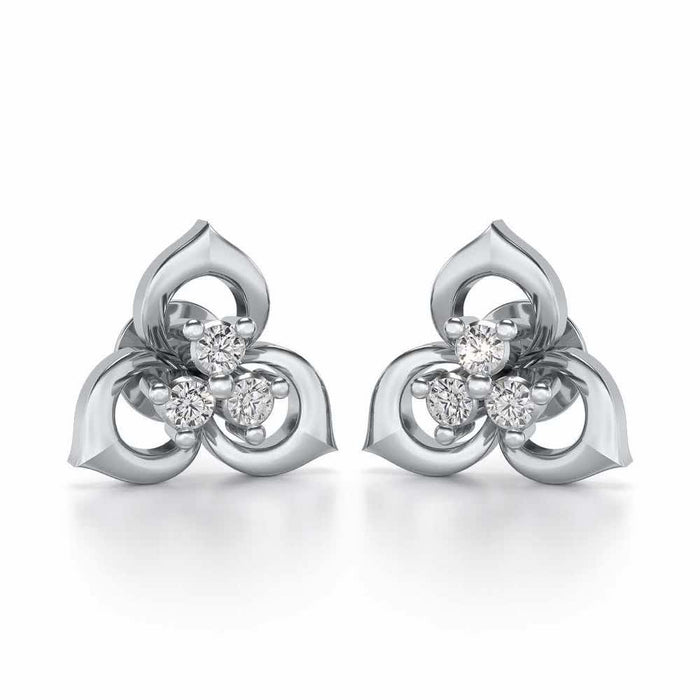 Diminutive Glitter Silver Studs - White Gold - Image 1