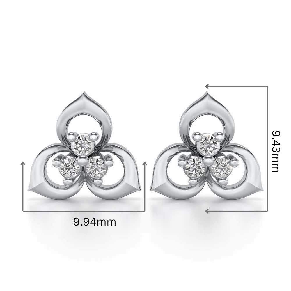 Diminutive Glitter Silver Studs - White Gold - Image 2