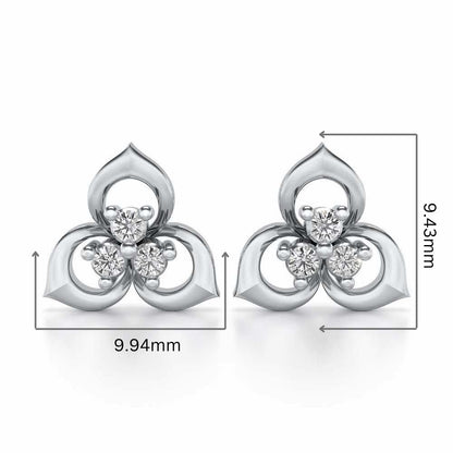 Diminutive Glitter Silver Studs - White Gold - Image 2