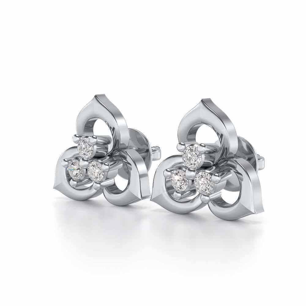 Diminutive Glitter Silver Studs - White Gold - Image 3