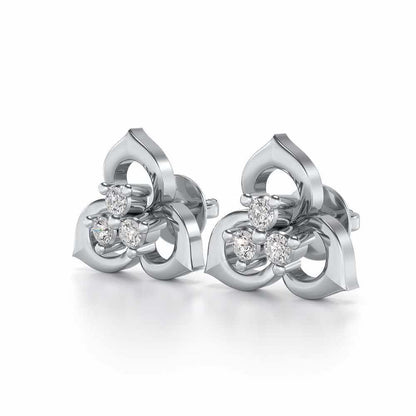 Diminutive Glitter Silver Studs - White Gold - Image 3
