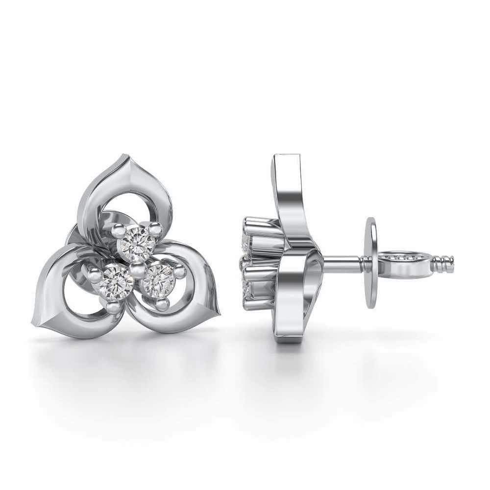 Diminutive Glitter Silver Studs - White Gold - Image 4