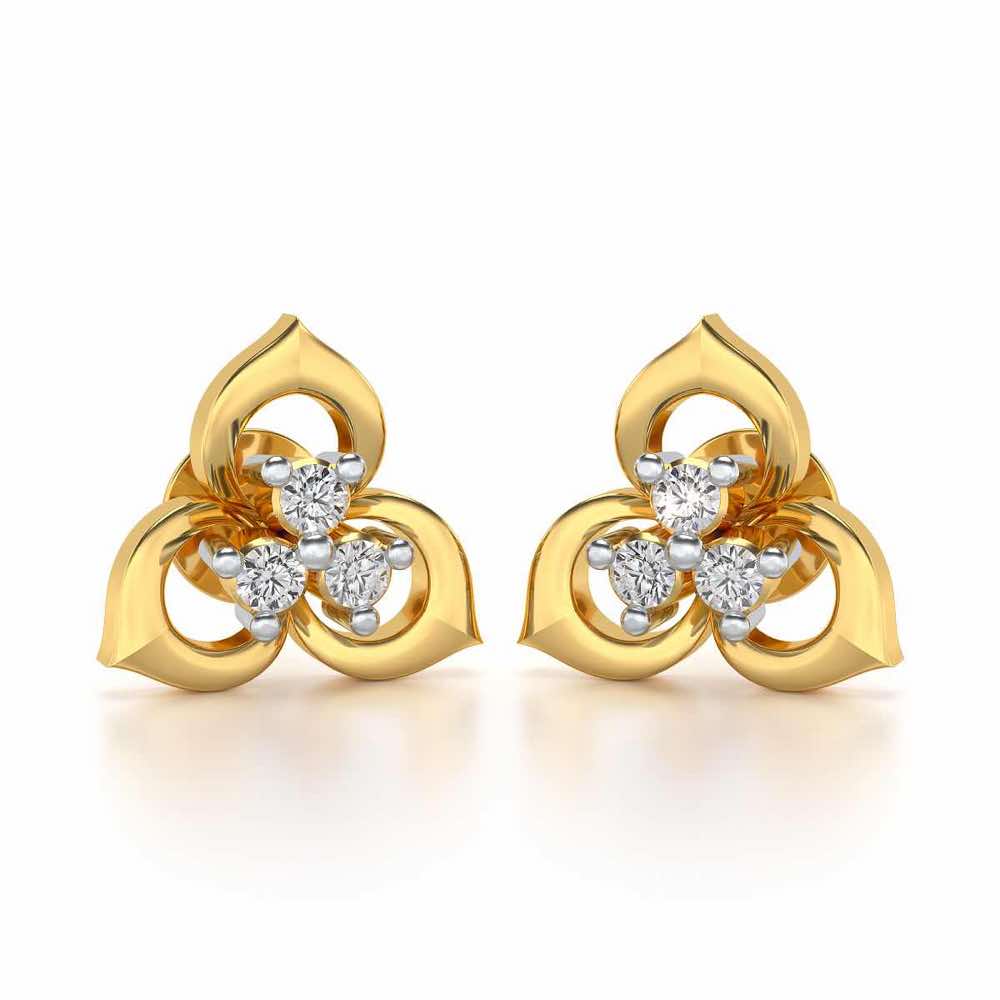 Diminutive Glitter Silver Studs - Yellow Gold - Image 1