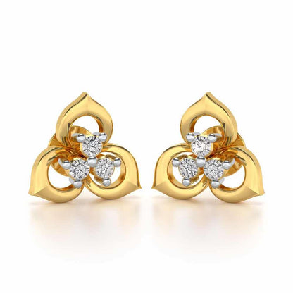 Diminutive Glitter Silver Studs - Yellow Gold - Image 1