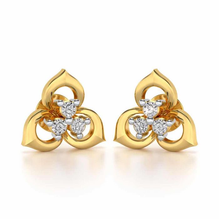 Diminutive Glitter Silver Studs - Yellow Gold - Image 1