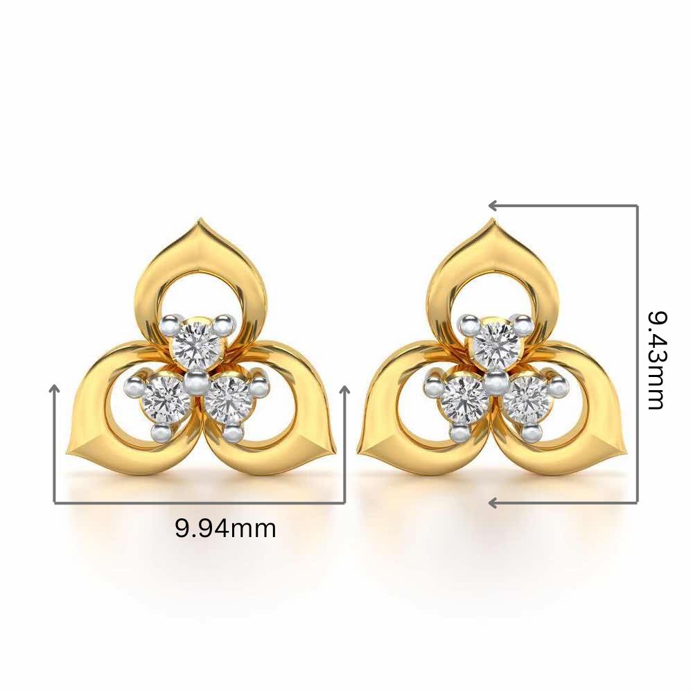 Diminutive Glitter Silver Studs - Yellow Gold - Image 2