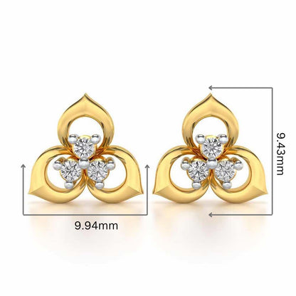 Diminutive Glitter Silver Studs - Yellow Gold - Image 2