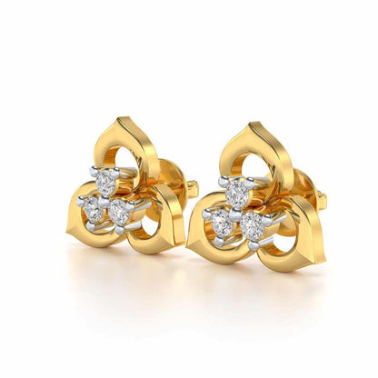 Diminutive Glitter Silver Studs - Yellow Gold - Image 3