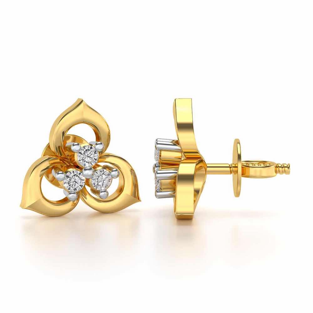 Diminutive Glitter Silver Studs - Yellow Gold - Image 4