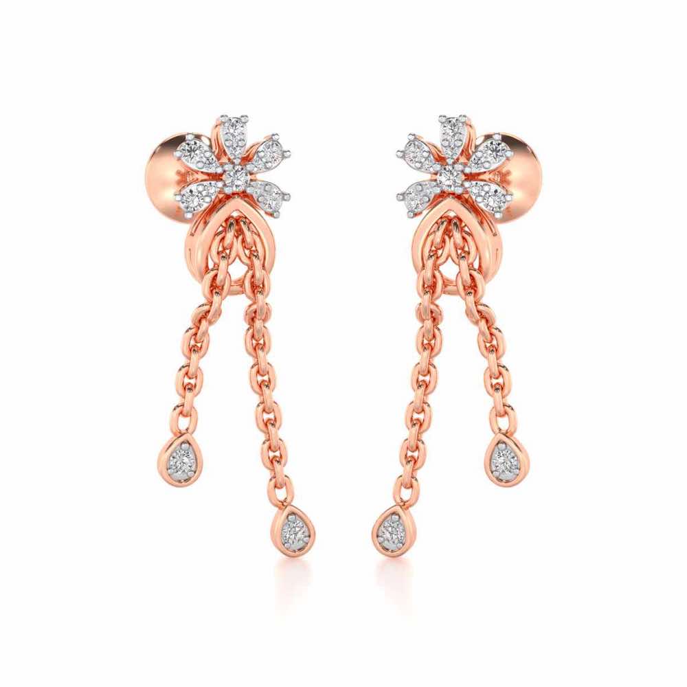Disperse Silver Dangler Earrings - Rose Gold - Image 2