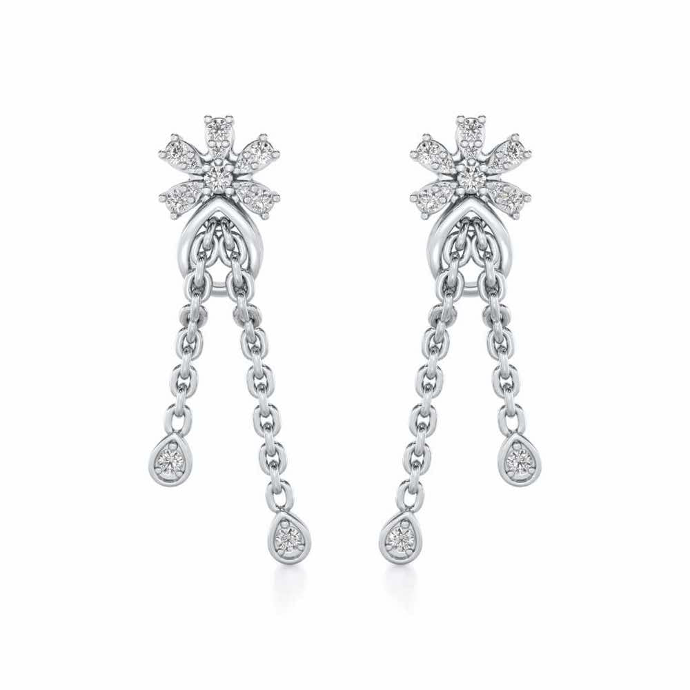 Disperse Silver Dangler Earrings - White Gold - Image 1