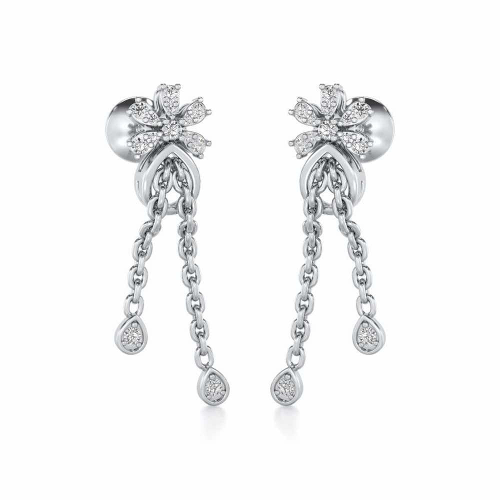 Disperse Silver Dangler Earrings - White Gold - Image 2