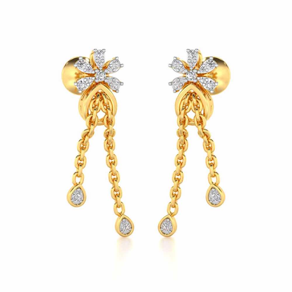 Disperse Silver Dangler Earrings - Yellow Gold - Image 2