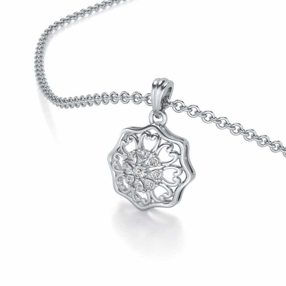 Disperse Love Silver Pendant - White Gold - Image 2