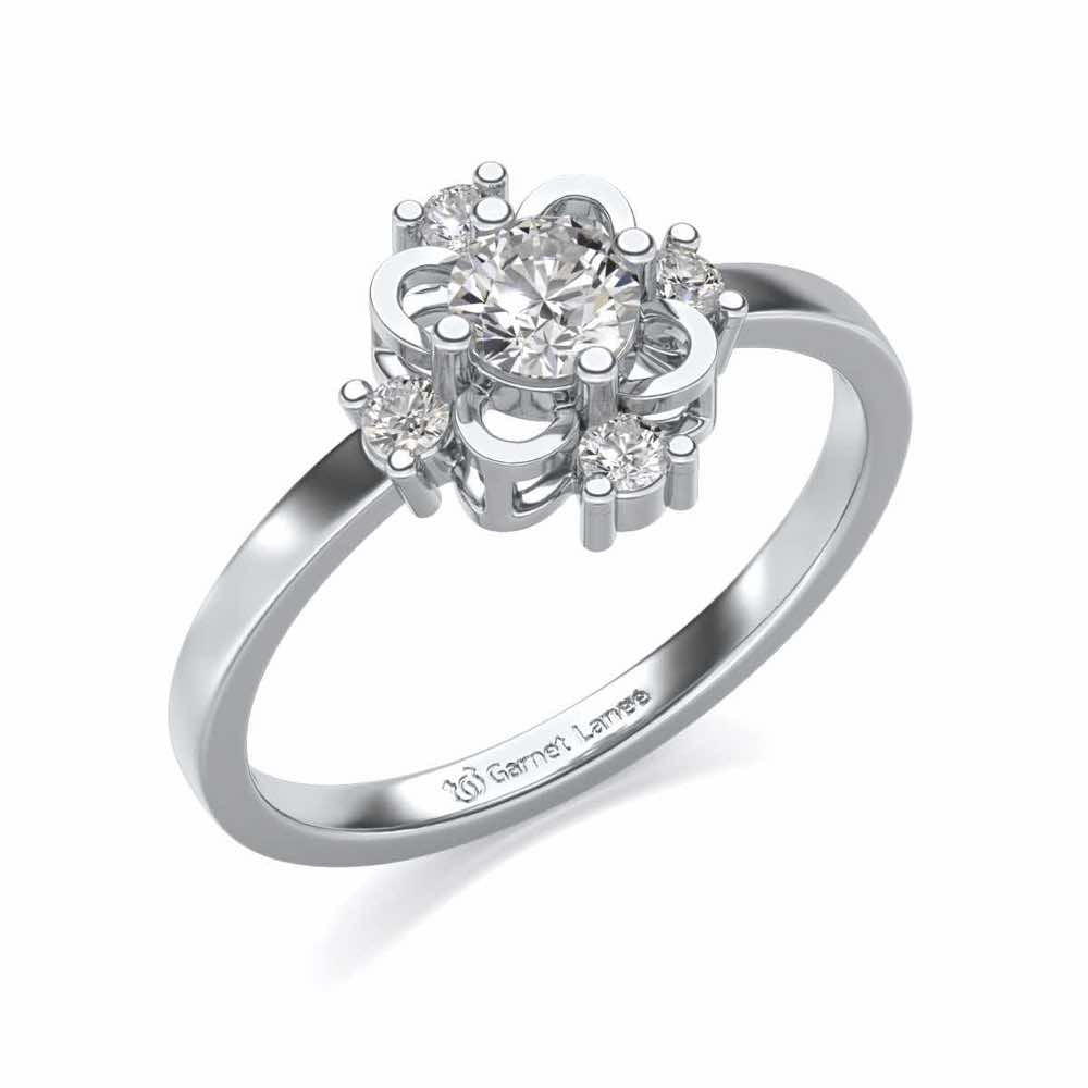 Distinguished Solitaire Silver Ring - White Gold - Image 1