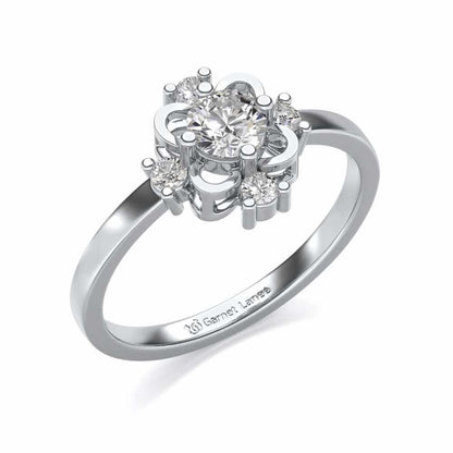 Distinguished Solitaire Silver Ring - White Gold - Image 1