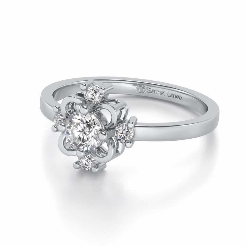 Distinguished Solitaire Silver Ring - White Gold - Image 2