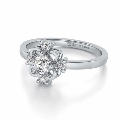 Distinguished Solitaire Silver Ring - White Gold - Image 2