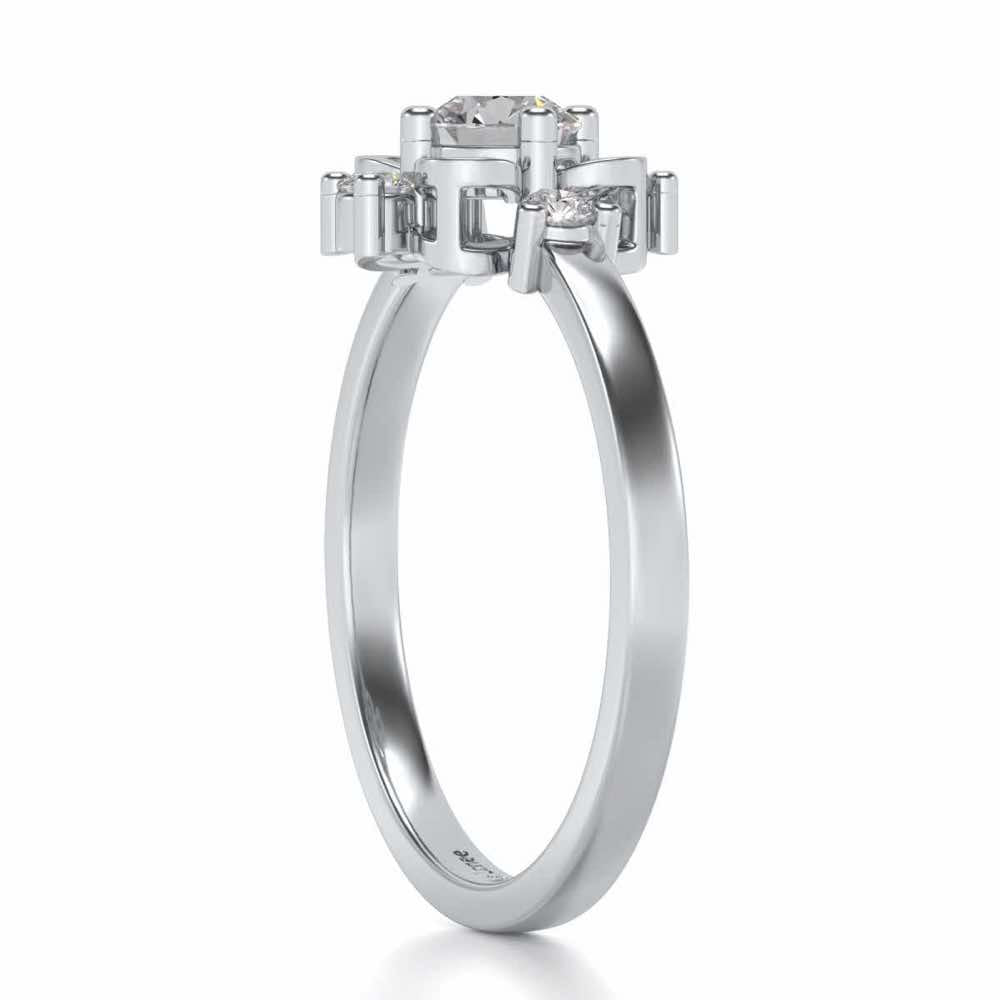 Distinguished Solitaire Silver Ring - White Gold - Image 3