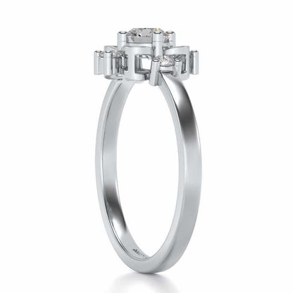 Distinguished Solitaire Silver Ring - White Gold - Image 3