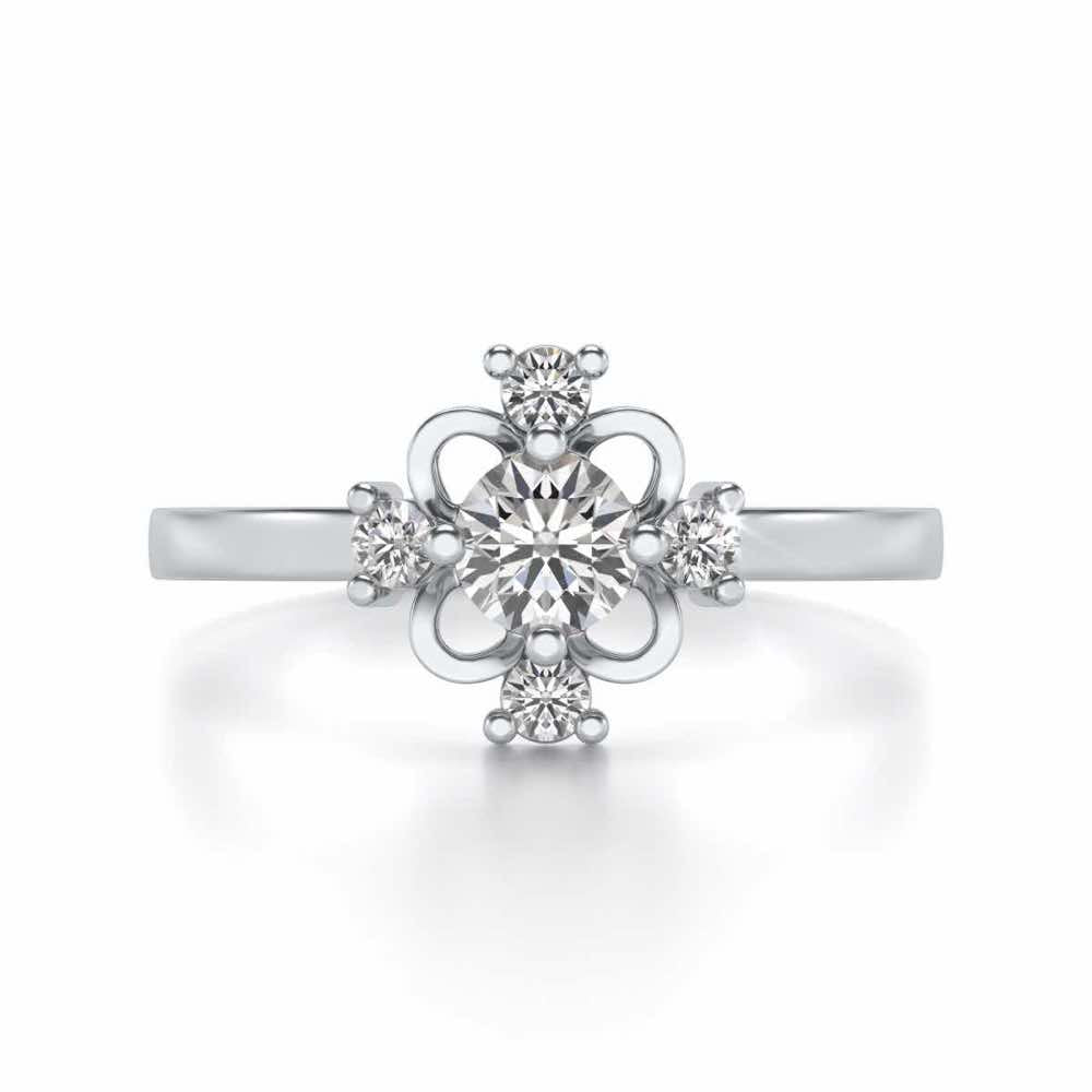 Distinguished Solitaire Silver Ring - White Gold - Image 4