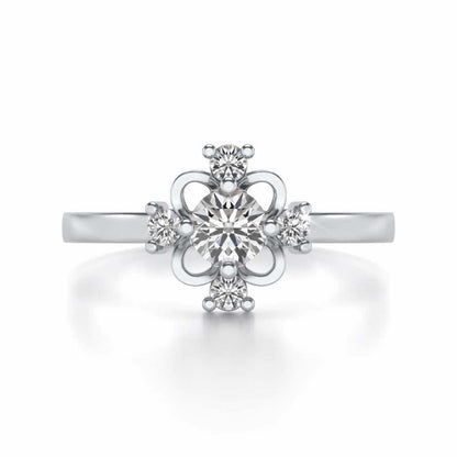 Distinguished Solitaire Silver Ring - White Gold - Image 4
