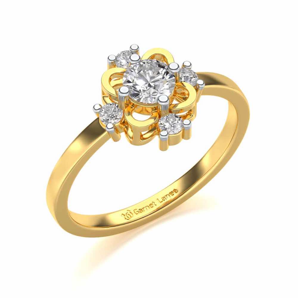 Distinguished Solitaire Silver Ring - Yellow Gold - Image 1