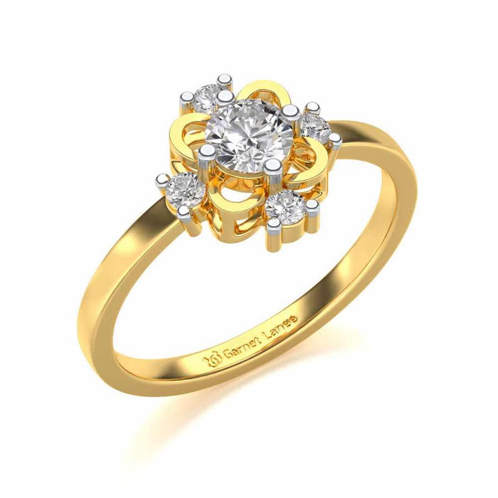 Distinguished Solitaire Silver Ring - Yellow Gold - Image 1