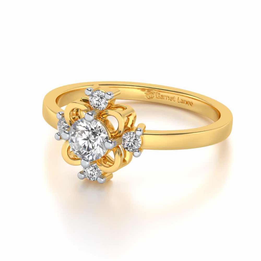 Distinguished Solitaire Silver Ring - Yellow Gold - Image 2