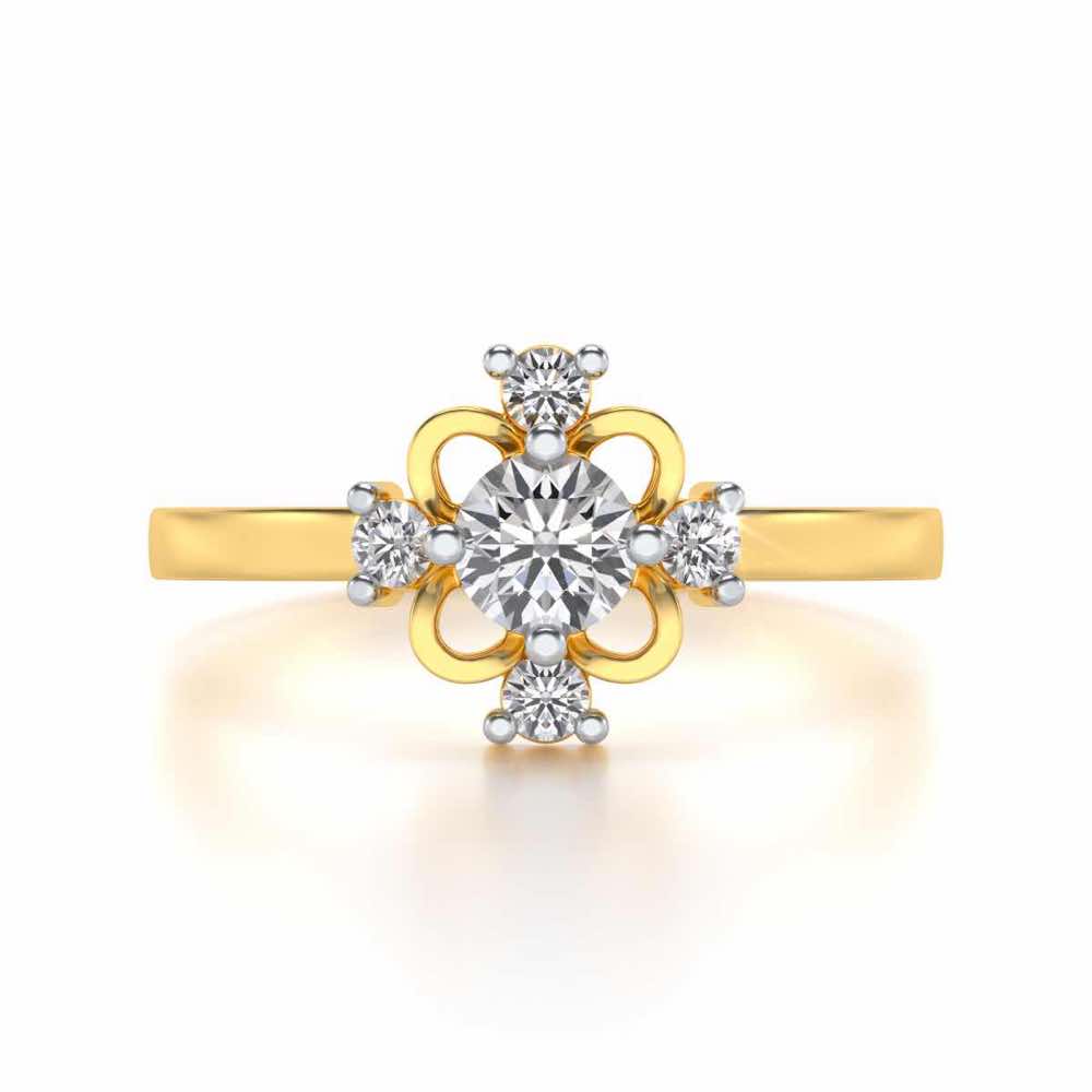 Distinguished Solitaire Silver Ring - Yellow Gold - Image 4