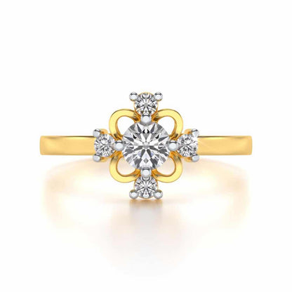 Distinguished Solitaire Silver Ring - Yellow Gold - Image 4