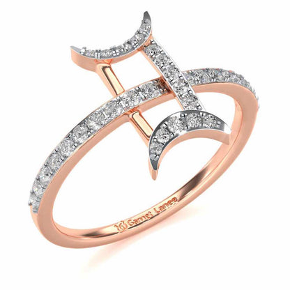 Divine Gemini Silver Ring - Rose Gold - Image 1