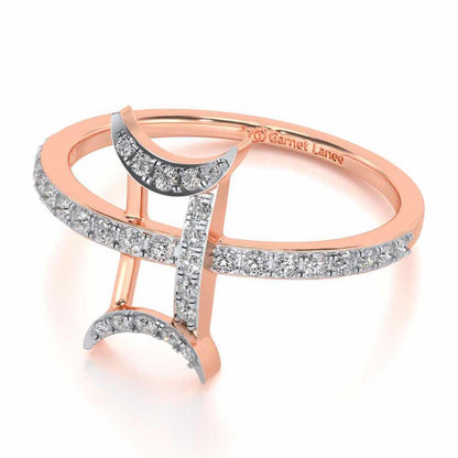 Divine Gemini Silver Ring - Rose Gold - Image 2