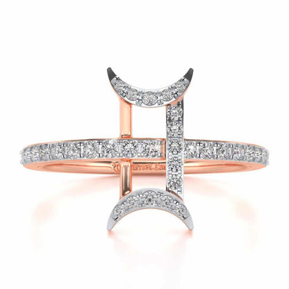 Divine Gemini Silver Ring - Rose Gold - Image 4