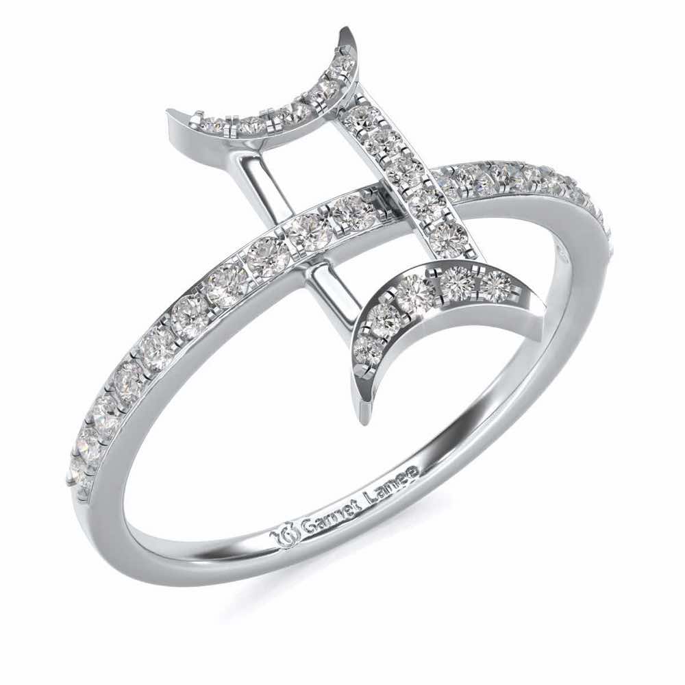 Divine Gemini Silver Ring - White Gold - Image 1