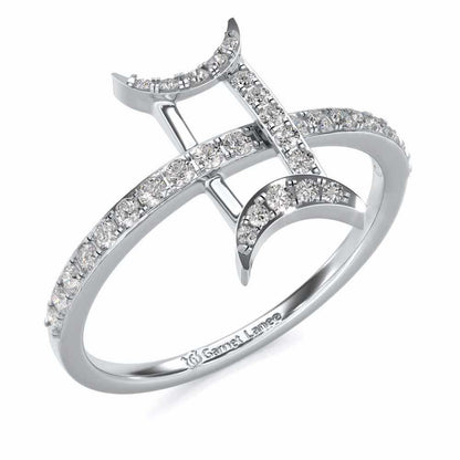 Divine Gemini Silver Ring - White Gold - Image 1