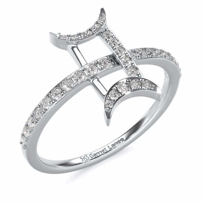 Divine Gemini Silver Ring - White Gold - Image 1
