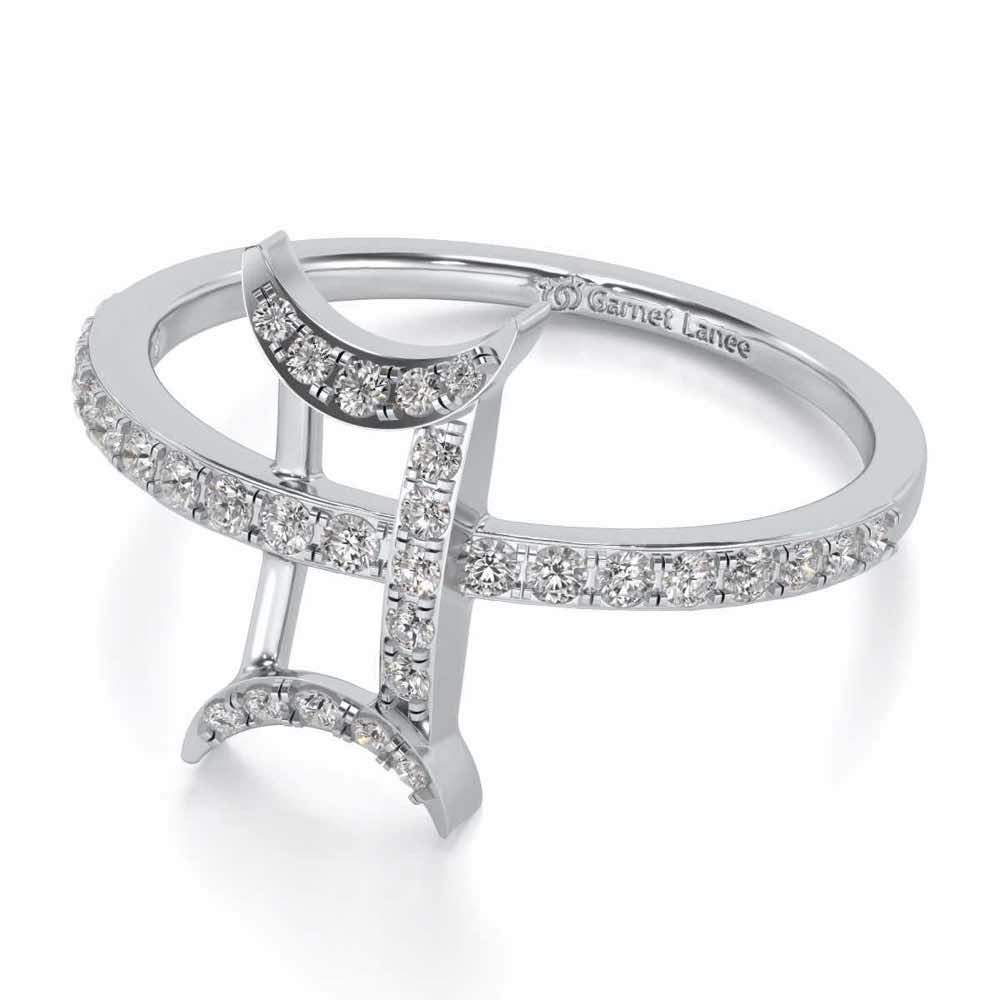 Divine Gemini Silver Ring - White Gold - Image 2