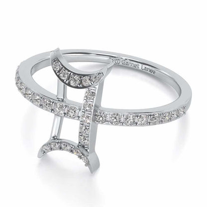 Divine Gemini Silver Ring - White Gold - Image 2