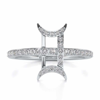Divine Gemini Silver Ring - White Gold - Image 4